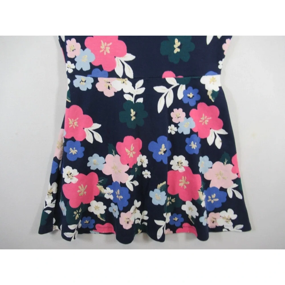Gymboree Glitter Floral Skater Dress Girls Size 10 Short Sleeve Cotton